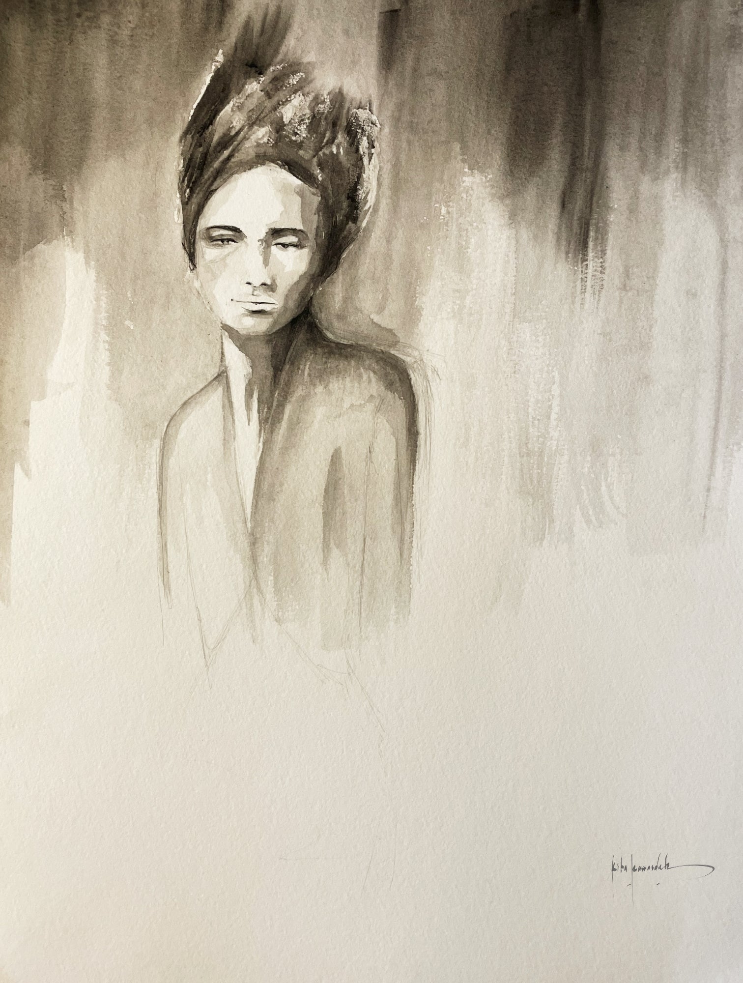 Quite – 2016 – Rita Rawashdeh – Mixed Media on Paper- 41x31