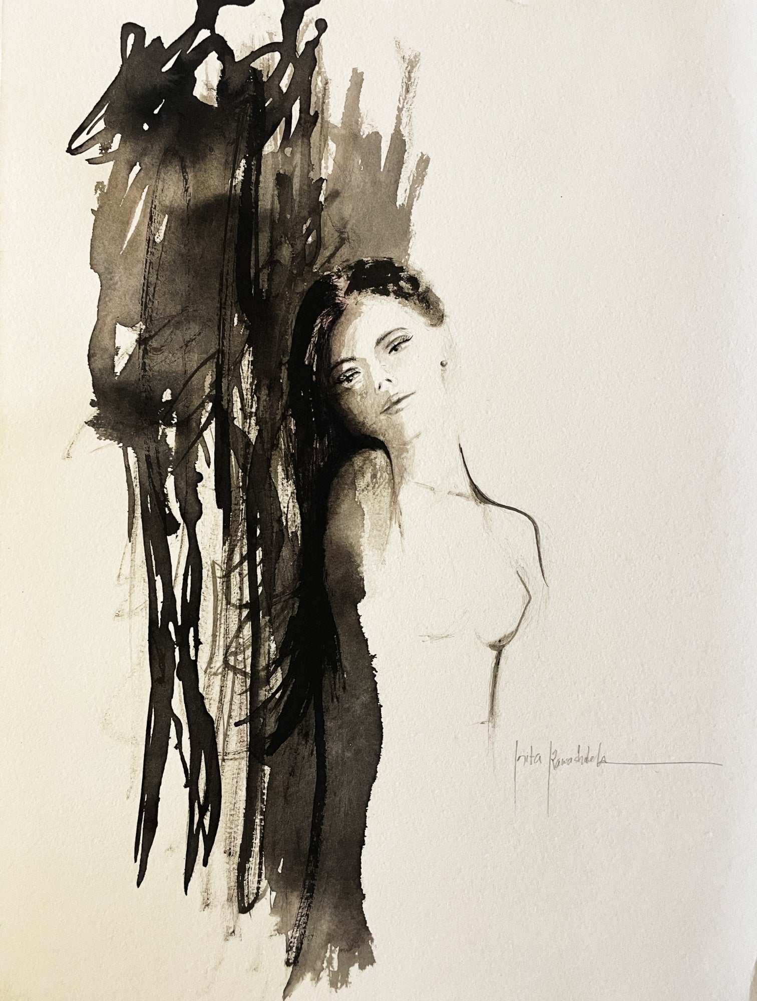 She – 2016 – Rita Rawashdeh – Mixed Media on Paper- 41x31