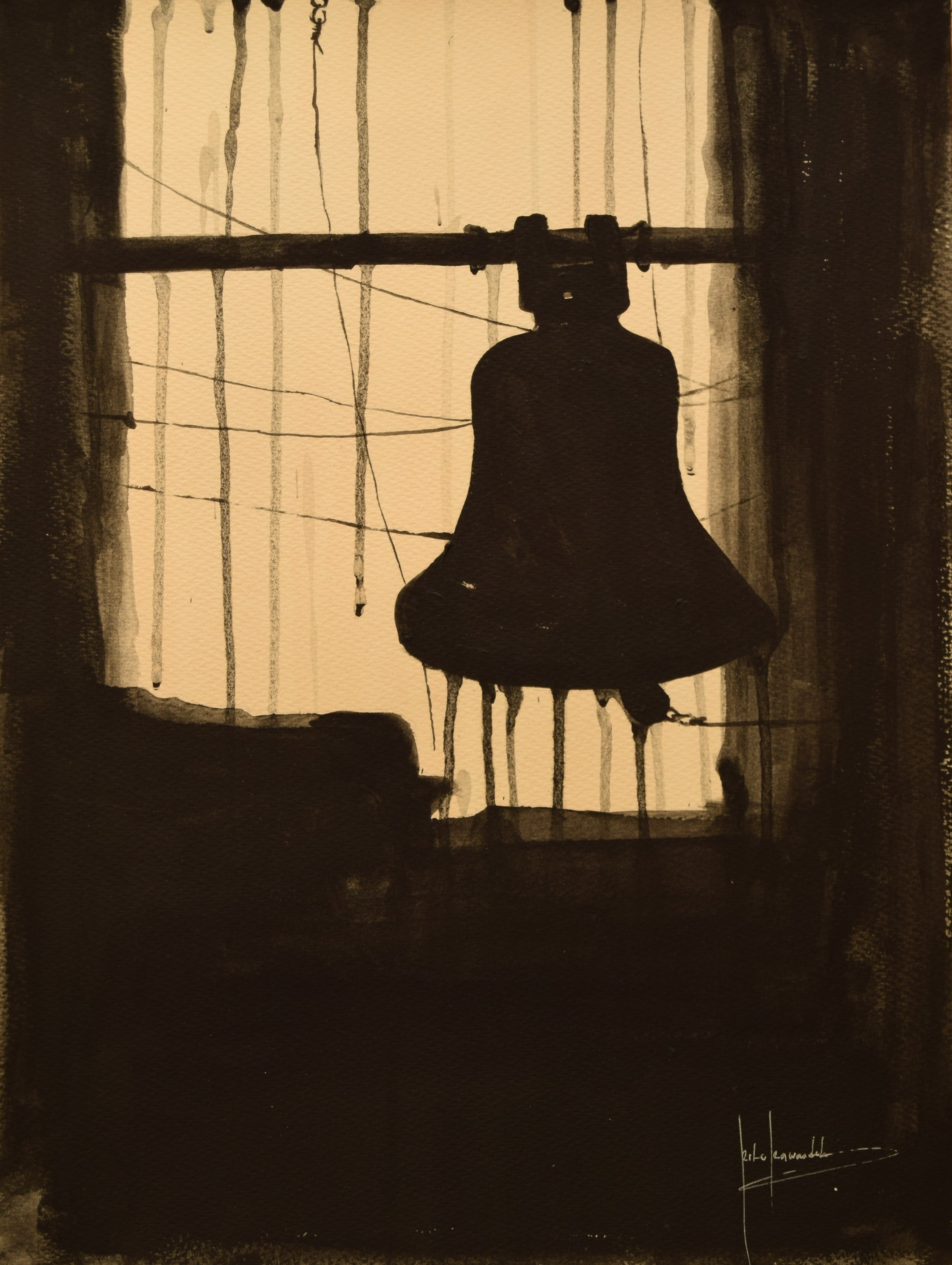 The Ring of Hope – 2024 – Rita Rawashdeh - Mixed Media on Paper- 30.5 x 40.6 cm ( 12x16 in)