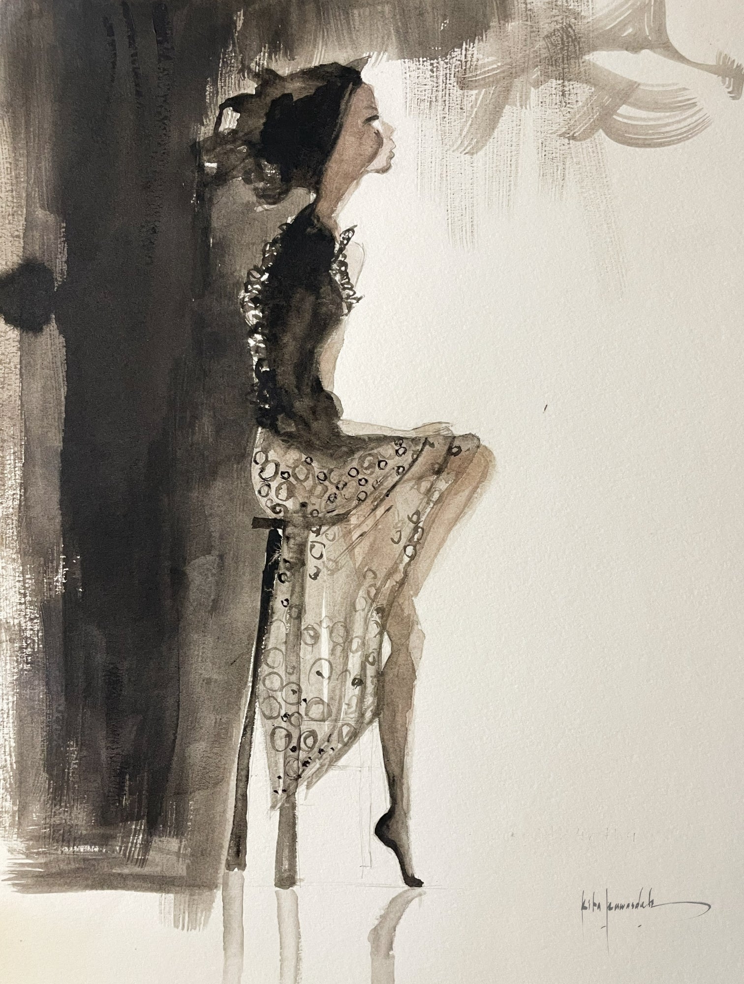 The Weight of Her Gaze– 2016 – Rita Rawashdeh – Mixed Media on Paper- 41x31