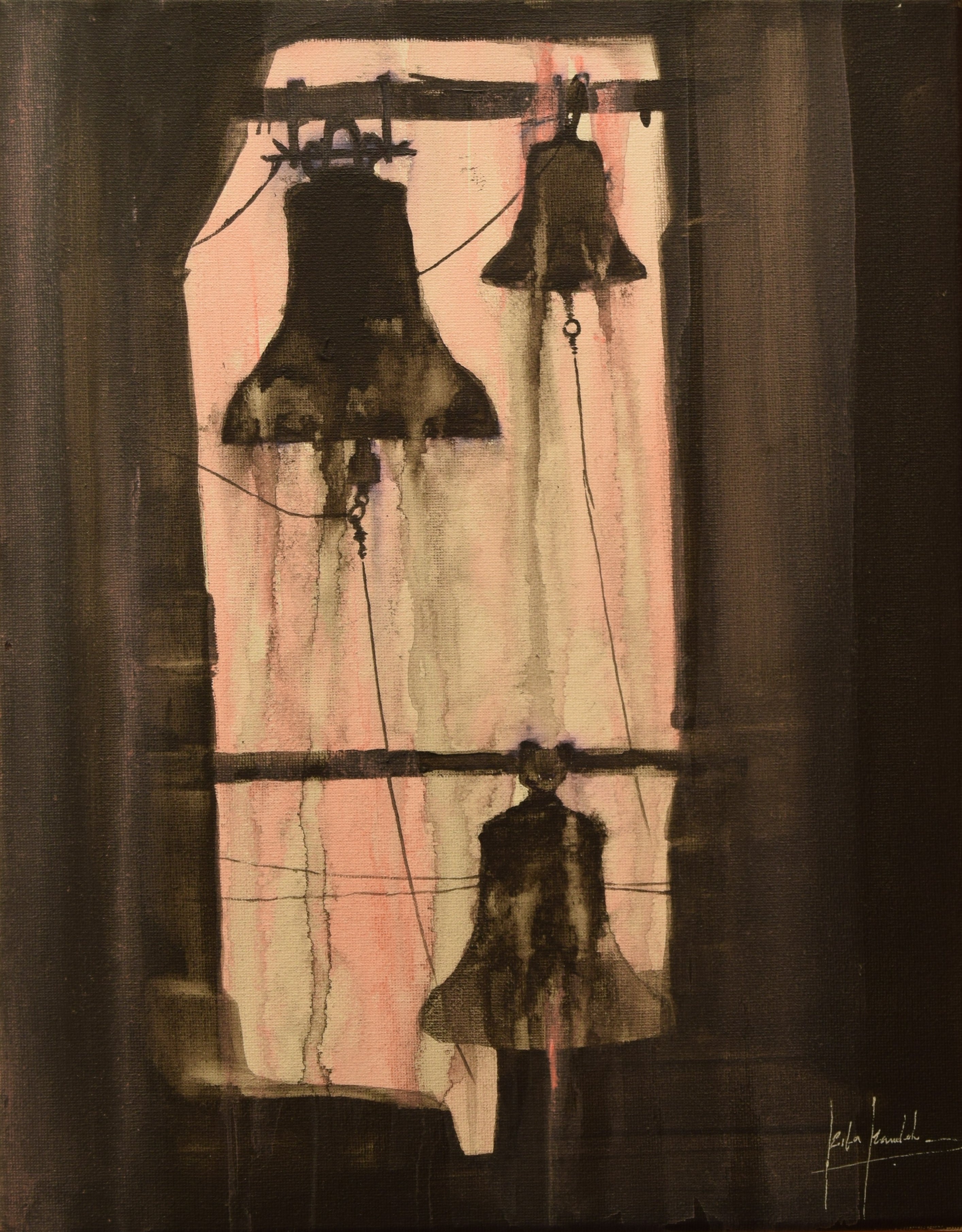 And we are here– 2024 – Rita Rawashdeh - Mixed Media on Paper- 30.5 x 40.6 cm ( 12x16 in)
