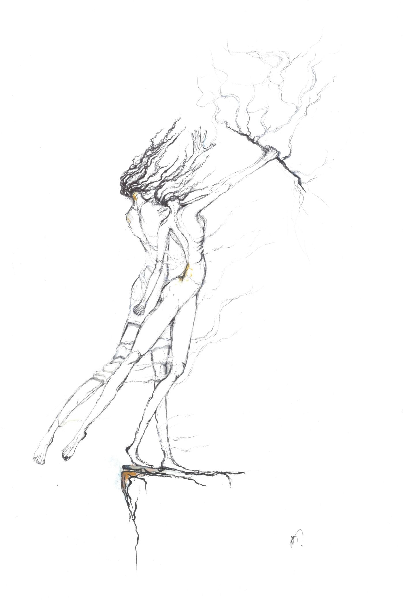 Between Wind and Will_ – Rita Rawashdeh – Ink on Paper- 55x37