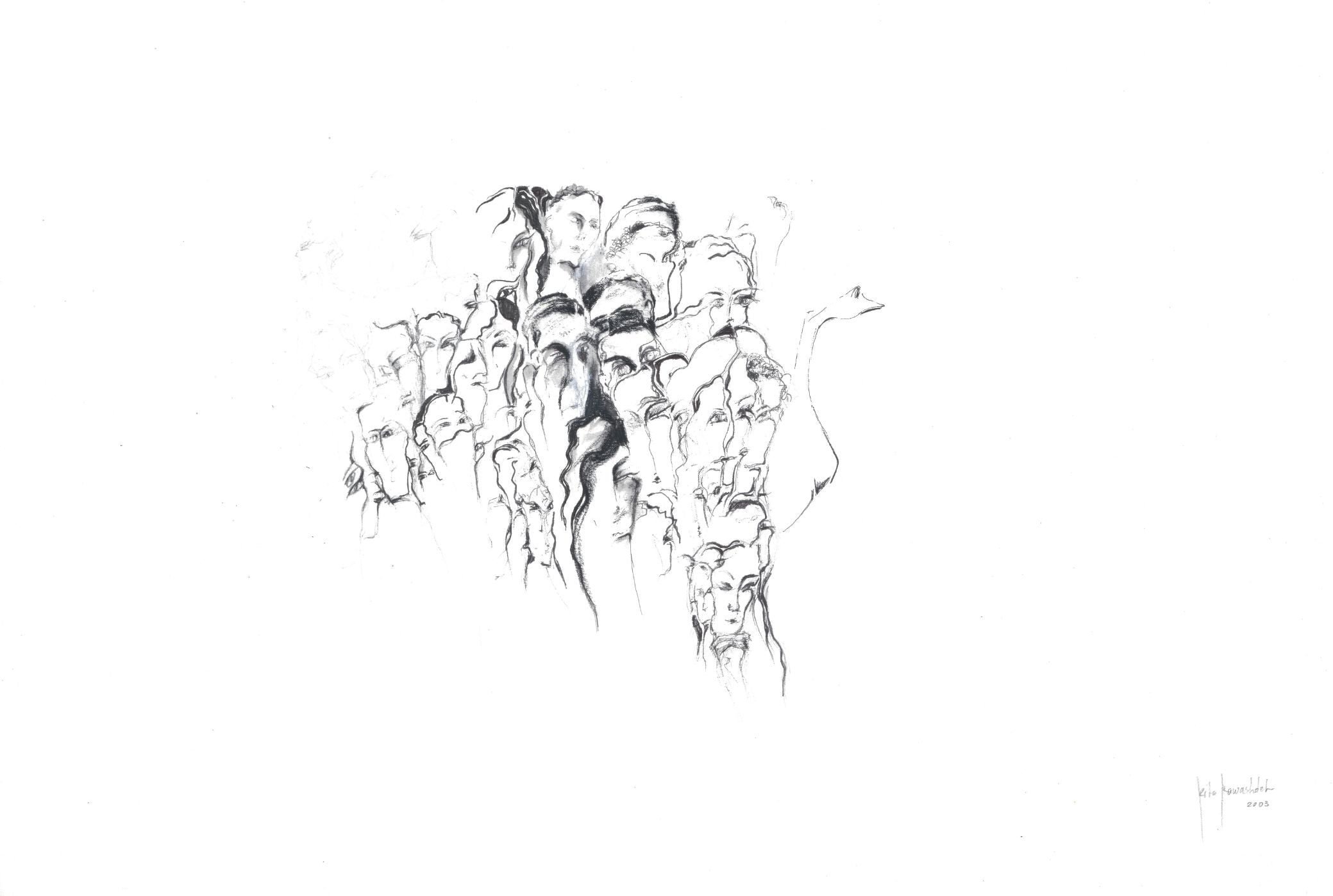 Layers of her – Rita Rawashdeh – Ink on Paper- 55x37