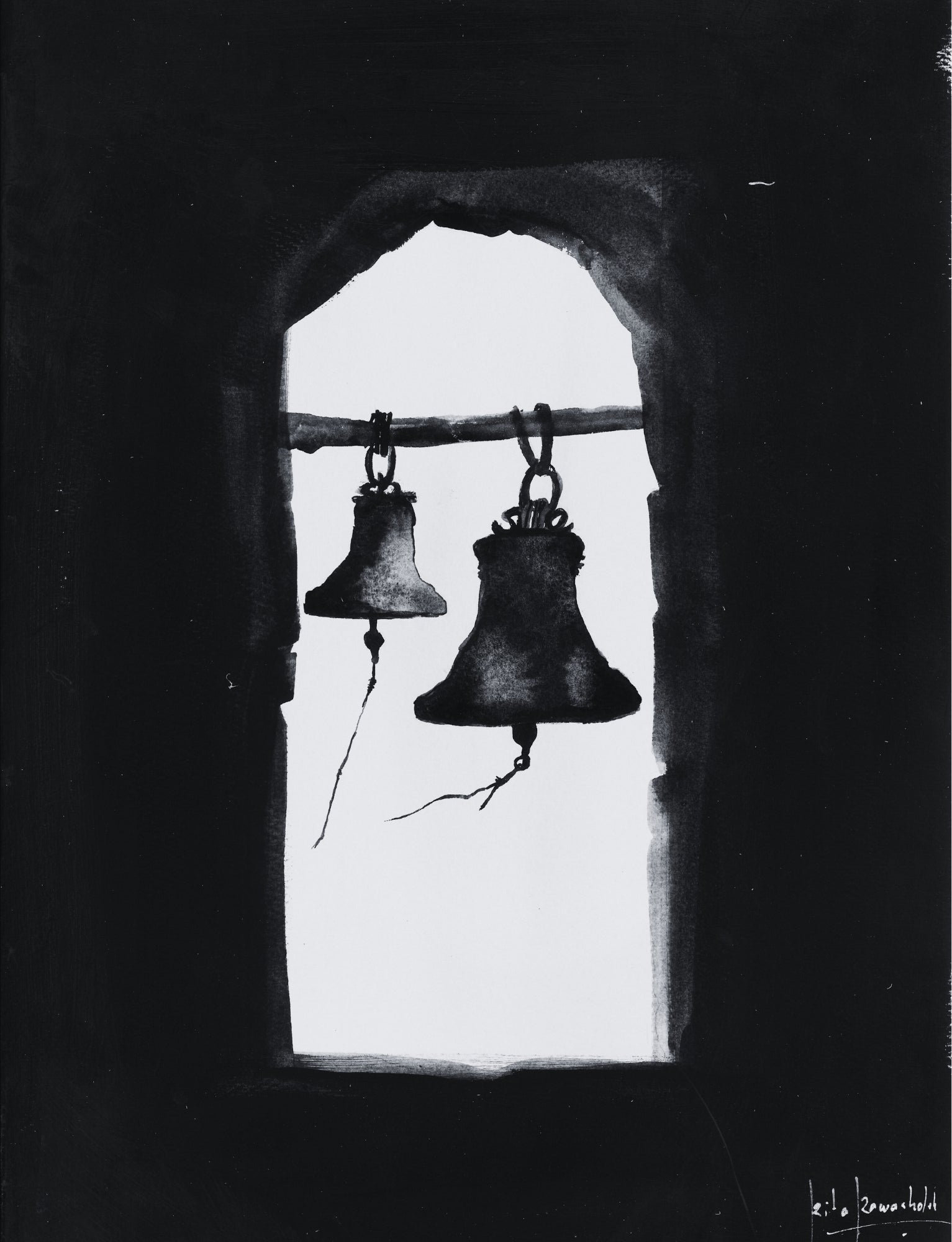 Sounds of Florence 05– 2018 – Rita Rawashdeh – Acrylic on Paper- 30x23